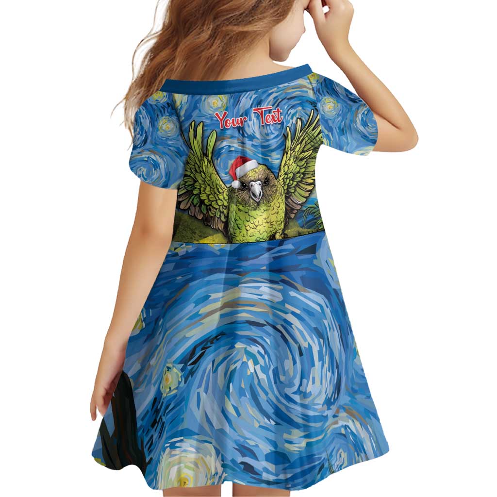 Personalised Jumping Kakapo Christmas Family Matching Off Shoulder Short Dress and Hawaiian Shirt New Zealand Fern - Starry Night Style LT14 - Polynesian Pride