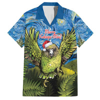 Personalised Jumping Kakapo Christmas Family Matching Summer Maxi Dress and Hawaiian Shirt New Zealand Fern - Starry Night Style LT14 Dad's Shirt - Short Sleeve Green - Polynesian Pride