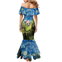 Personalised Jumping Kakapo Christmas Mermaid Dress New Zealand Fern - Starry Night Style LT14 - Polynesian Pride