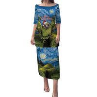 Personalised Jumping Kakapo Christmas Puletasi New Zealand Fern - Starry Night Style