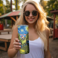 Personalised Jumping Kakapo Christmas Skinny Tumbler New Zealand Fern - Starry Night Style LT14 - Polynesian Pride