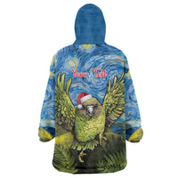 Personalised Jumping Kakapo Christmas Wearable Blanket Hoodie New Zealand Fern - Starry Night Style LT14 - Polynesian Pride
