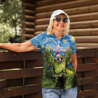 Personalised Jumping Kakapo Christmas Women Polo Shirt New Zealand Fern - Starry Night Style LT14 - Polynesian Pride