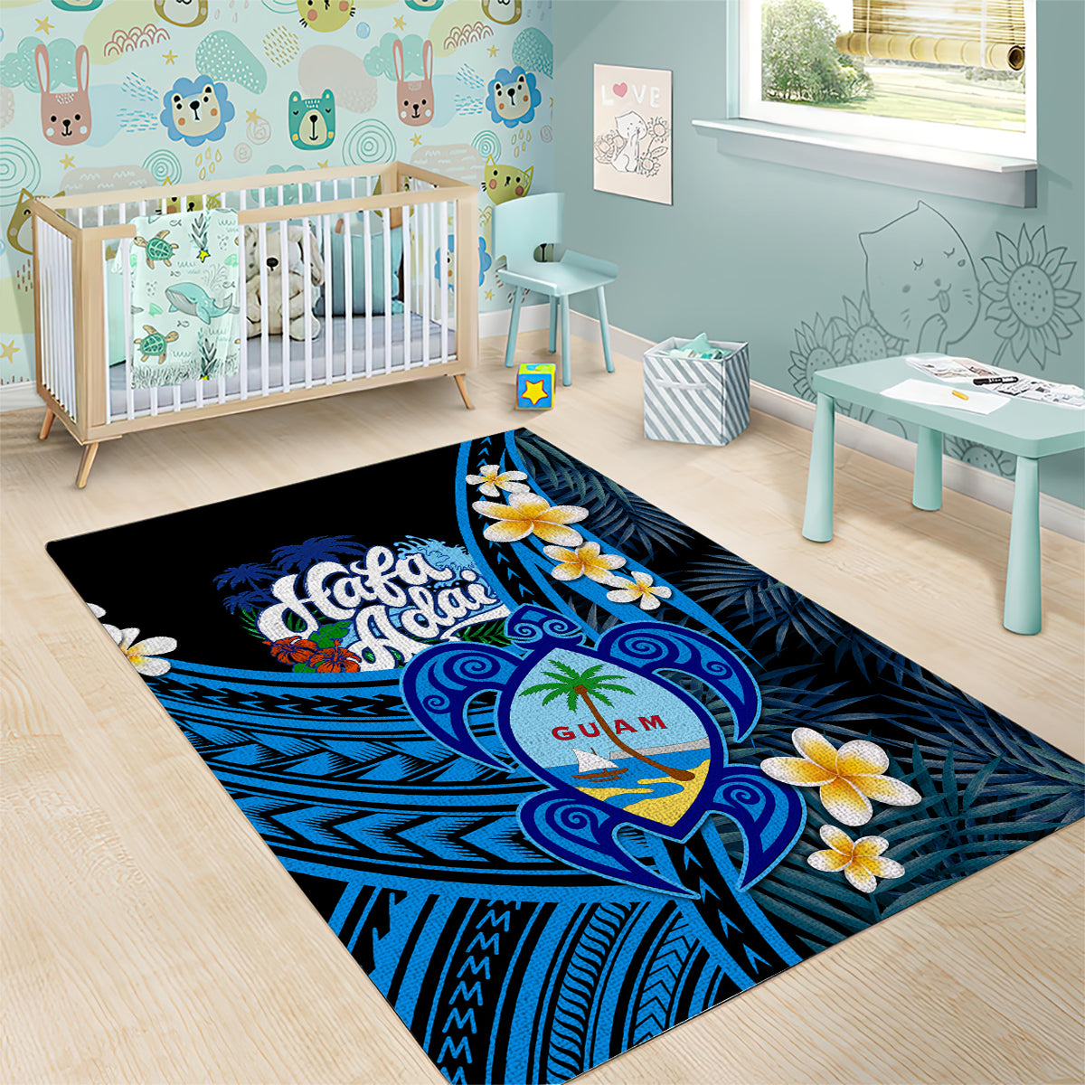 Hafa Adai Guam Area Rug Guahan Sea Turtle Tropical Style LT14 - Polynesian Pride