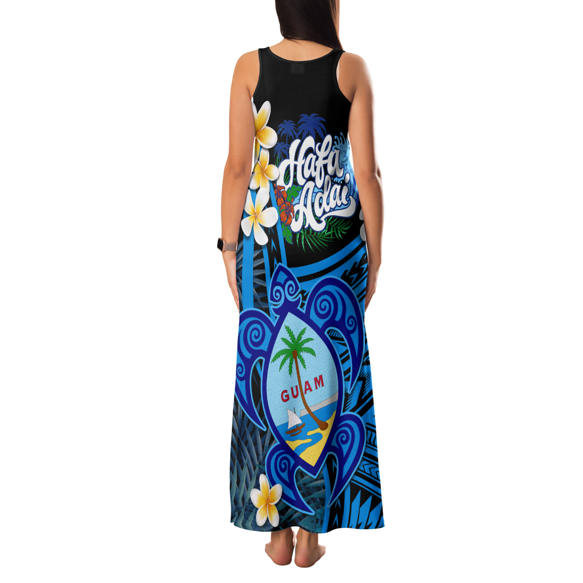 Hafa Adai Guam Family Matching Tank Maxi Dress and Hawaiian Shirt Guahan Sea Turtle Tropical Style LT14 - Polynesian Pride
