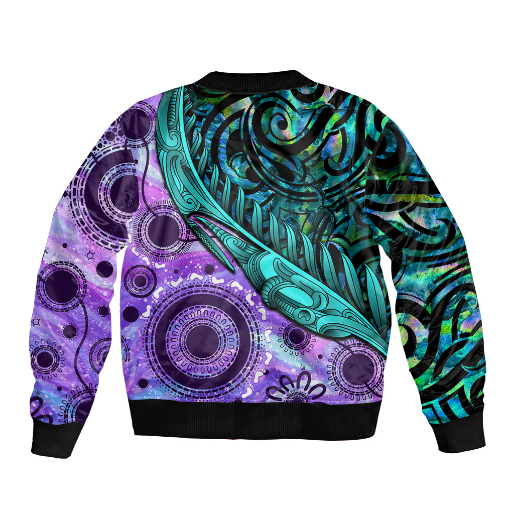 New Zealand Paua Shell With Australia Opal Unique Combine Bomber Jacket LT14 - Polynesian Pride