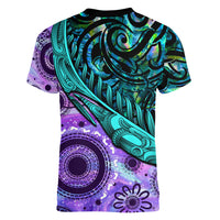 New Zealand Paua Shell With Australia Opal Unique Combine Women V Neck T Shirt LT14 - Polynesian Pride