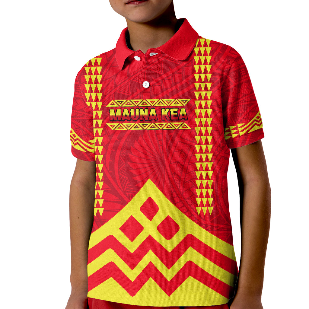 Hawaii Mauna Kea Kid Polo Shirt Hawaiian Kakau Tribal Pattern LT14 Kid Red - Polynesian Pride