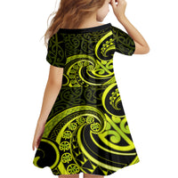 Lime Green New Zealand Mangopare Family Matching Short Sleeve Bodycon Dress and Hawaiian Shirt Aotearoa Maori Koru Style LT14 - Polynesian Pride