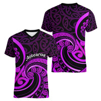 Purple Aotearoa Mangopare Women V Neck T Shirt NZ Maori Koru Style LT14 - Polynesian Pride