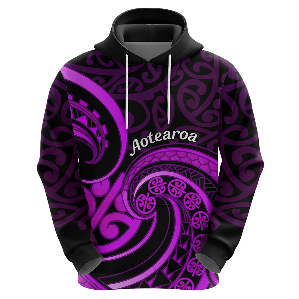 Purple Aotearoa Mangopare Zip Hoodie NZ Maori Koru Style LT14 - Polynesian Pride