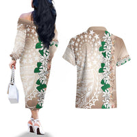 Cook Islands Tiare Maori With Conch Shell Couples Matching Off The Shoulder Long Sleeve Dress and Hawaiian Shirt 2025 Pasifika Polynesian Tattoo LT14 - Polynesian Pride