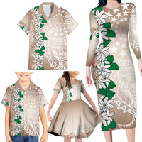 Cook Islands Tiare Maori With Conch Shell Family Matching Long Sleeve Bodycon Dress and Hawaiian Shirt 2025 Pasifika Polynesian Tattoo LT14 - Polynesian Pride