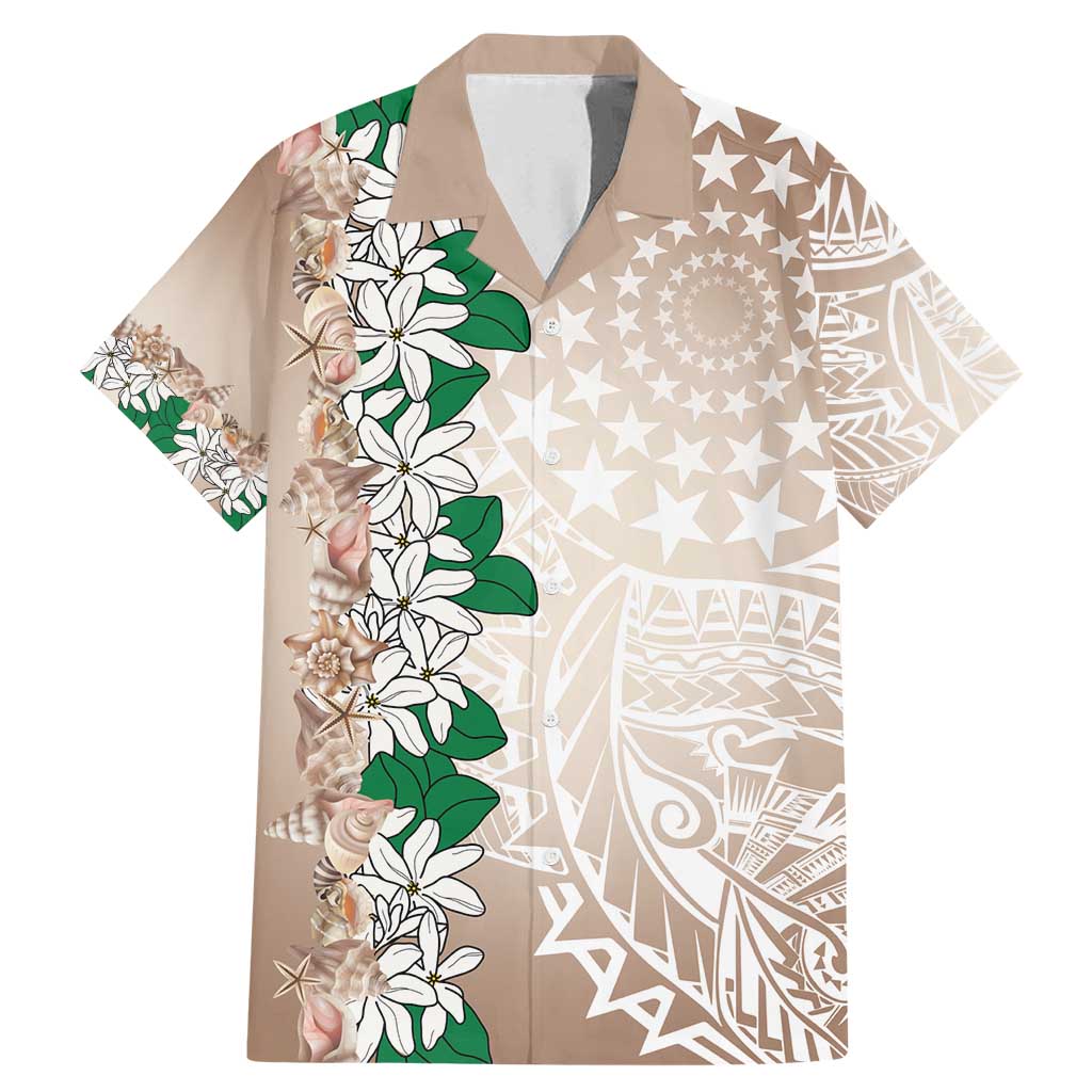 Cook Islands Tiare Maori With Conch Shell Family Matching Mermaid Dress and Hawaiian Shirt 2025 Pasifika Polynesian Tattoo LT14 Dad's Shirt - Short Sleeve Brown - Polynesian Pride