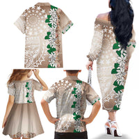 Cook Islands Tiare Maori With Conch Shell Family Matching Off The Shoulder Long Sleeve Dress and Hawaiian Shirt 2025 Pasifika Polynesian Tattoo LT14 - Polynesian Pride