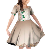 Cook Islands Tiare Maori With Conch Shell Family Matching Off Shoulder Short Dress and Hawaiian Shirt 2025 Pasifika Polynesian Tattoo LT14 Daughter's Dress Brown - Polynesian Pride