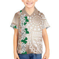 Cook Islands Tiare Maori With Conch Shell Family Matching Puletasi and Hawaiian Shirt 2025 Pasifika Polynesian Tattoo LT14 Son's Shirt Brown - Polynesian Pride