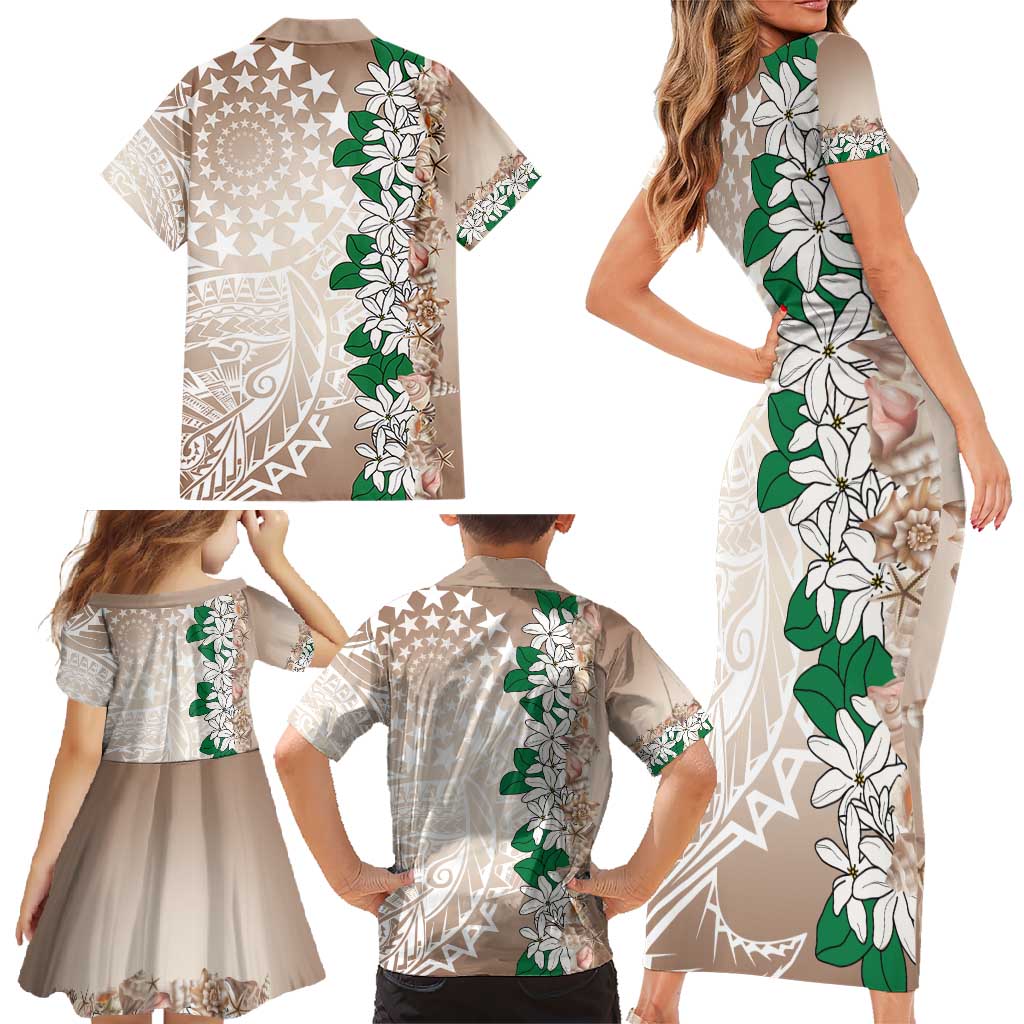Cook Islands Tiare Maori With Conch Shell Family Matching Short Sleeve Bodycon Dress and Hawaiian Shirt 2025 Pasifika Polynesian Tattoo LT14 - Polynesian Pride