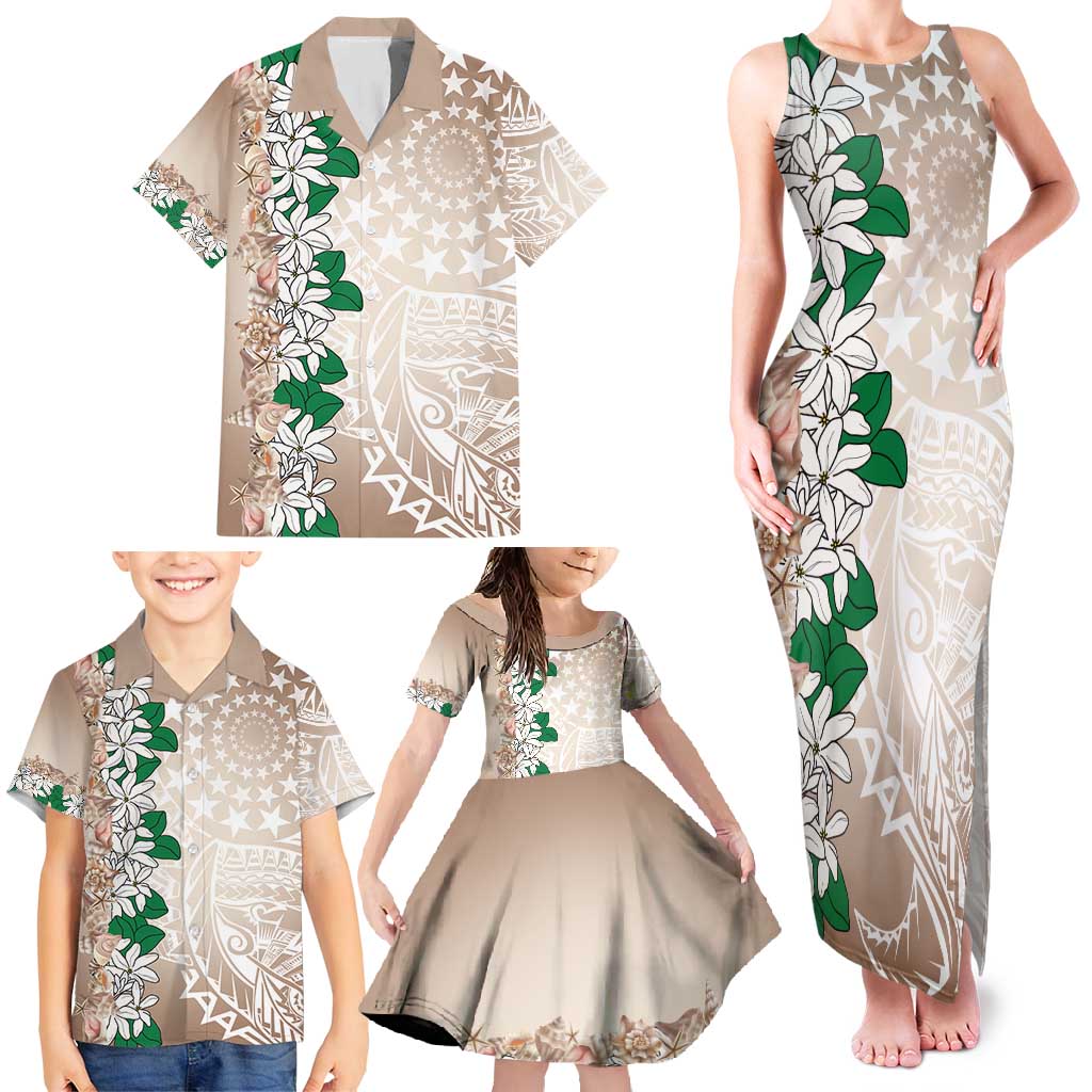 Cook Islands Tiare Maori With Conch Shell Family Matching Tank Maxi Dress and Hawaiian Shirt 2025 Pasifika Polynesian Tattoo LT14 - Polynesian Pride