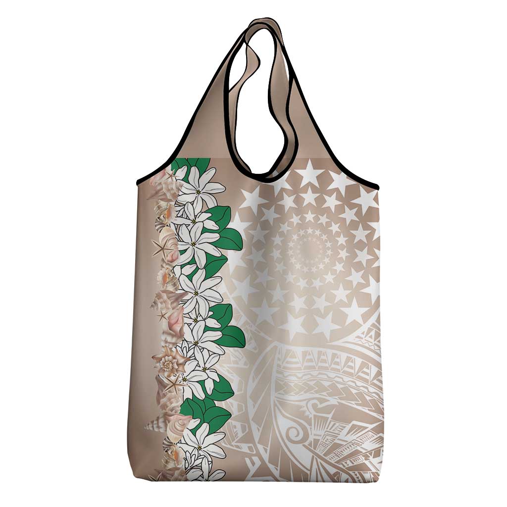 Cook Islands Tiare Maori With Conch Shell Grocery Bag 2025 Pasifika Polynesian Tattoo