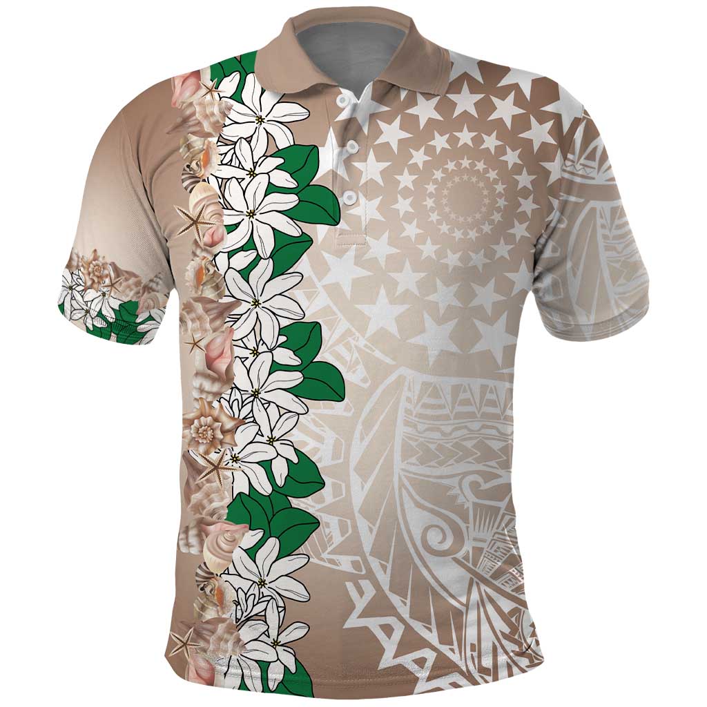 Cook Islands Tiare Maori With Conch Shell Polo Shirt 2025 Pasifika Polynesian Tattoo LT14 Brown - Polynesian Pride