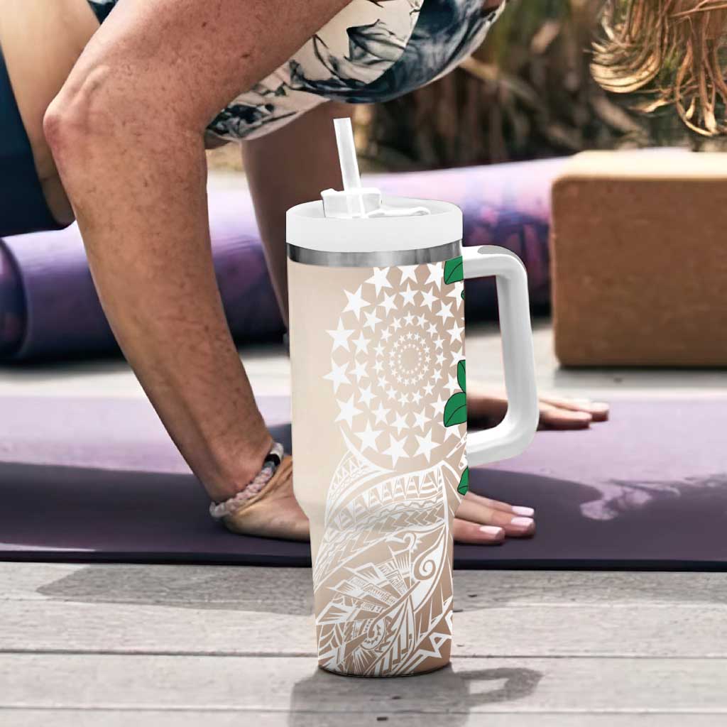 Cook Islands Tiare Maori With Conch Shell Tumbler With Handle 2025 Pasifika Polynesian Tattoo