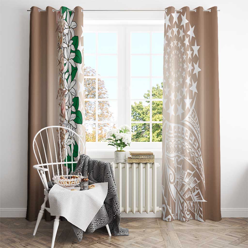 Cook Islands Tiare Maori With Conch Shell Window Curtain 2025 Pasifika Polynesian Tattoo