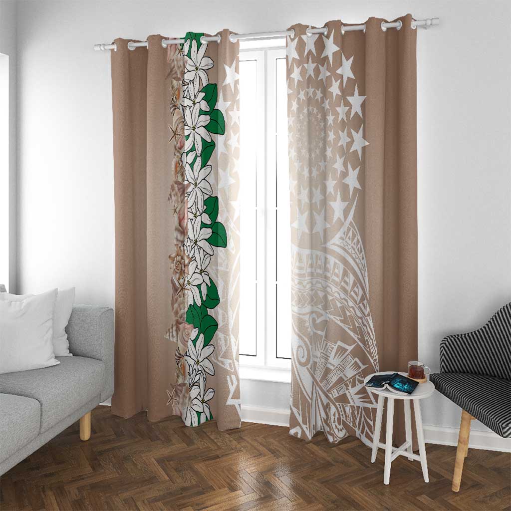 Cook Islands Tiare Maori With Conch Shell Window Curtain 2025 Pasifika Polynesian Tattoo