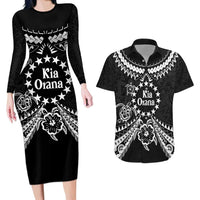 Kia Orana Cook Islands Couples Matching Long Sleeve Bodycon Dress and Hawaiian Shirt 2025 Pasifika Polynesian Turtle Black Color LT14 Black - Polynesian Pride