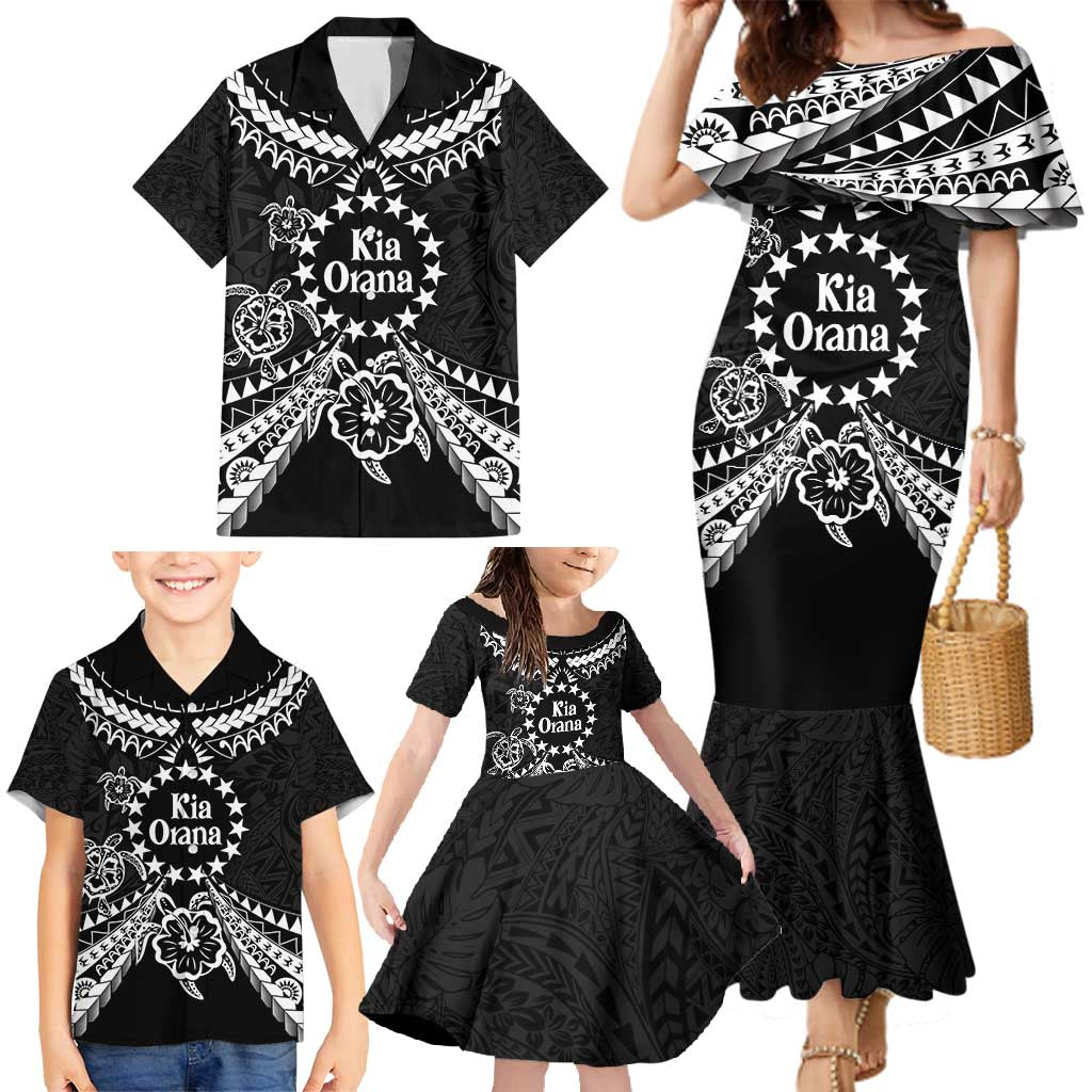 Kia Orana Cook Islands Family Matching Mermaid Dress and Hawaiian Shirt 2025 Pasifika Polynesian Turtle Black Color LT14 - Polynesian Pride