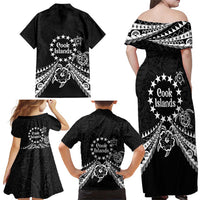 Kia Orana Cook Islands Family Matching Off Shoulder Maxi Dress and Hawaiian Shirt 2025 Pasifika Polynesian Turtle Black Color LT14 - Polynesian Pride
