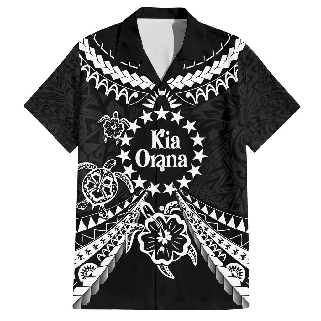 Kia Orana Cook Islands Family Matching Off Shoulder Maxi Dress and Hawaiian Shirt 2025 Pasifika Polynesian Turtle Black Color LT14 Dad's Shirt - Short Sleeve Black - Polynesian Pride
