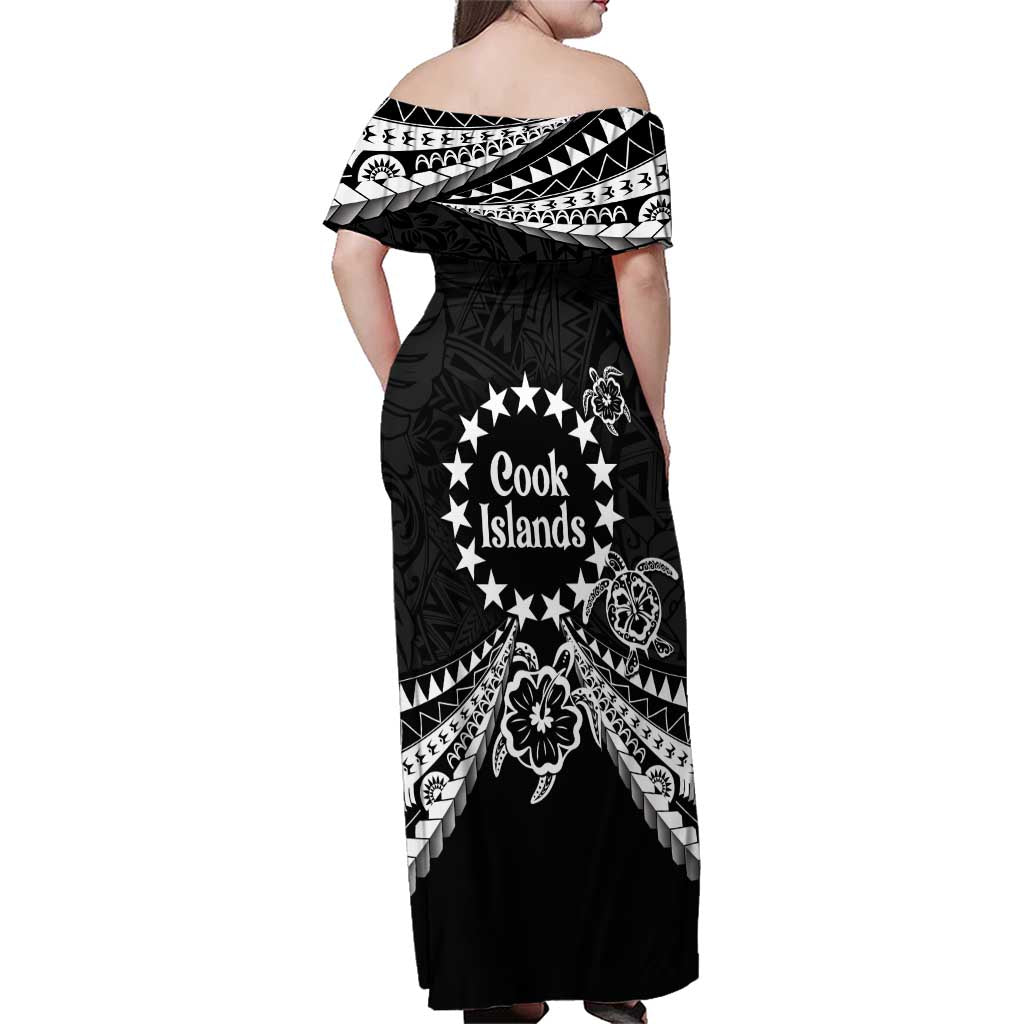 Kia Orana Cook Islands Family Matching Off Shoulder Maxi Dress and Hawaiian Shirt 2025 Pasifika Polynesian Turtle Black Color LT14 - Polynesian Pride