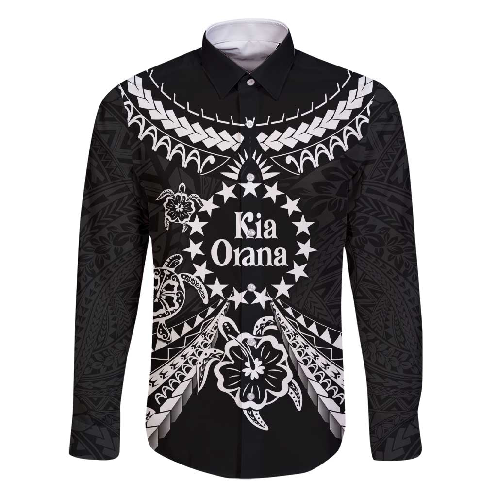 Kia Orana Cook Islands Family Matching Short Sleeve Bodycon Dress and Hawaiian Shirt 2025 Pasifika Polynesian Turtle Black Color LT14 Dad's Shirt - Long Sleeve Black - Polynesian Pride