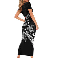 Kia Orana Cook Islands Family Matching Short Sleeve Bodycon Dress and Hawaiian Shirt 2025 Pasifika Polynesian Turtle Black Color LT14 - Polynesian Pride