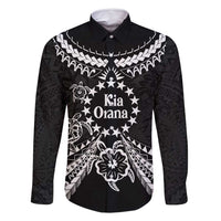 Kia Orana Cook Islands Family Matching Summer Maxi Dress and Hawaiian Shirt 2025 Pasifika Polynesian Turtle Black Color LT14 Dad's Shirt - Long Sleeve Black - Polynesian Pride