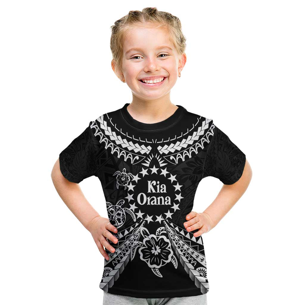Kia Orana Cook Islands Kid T Shirt 2025 Pasifika Polynesian Turtle Black Color