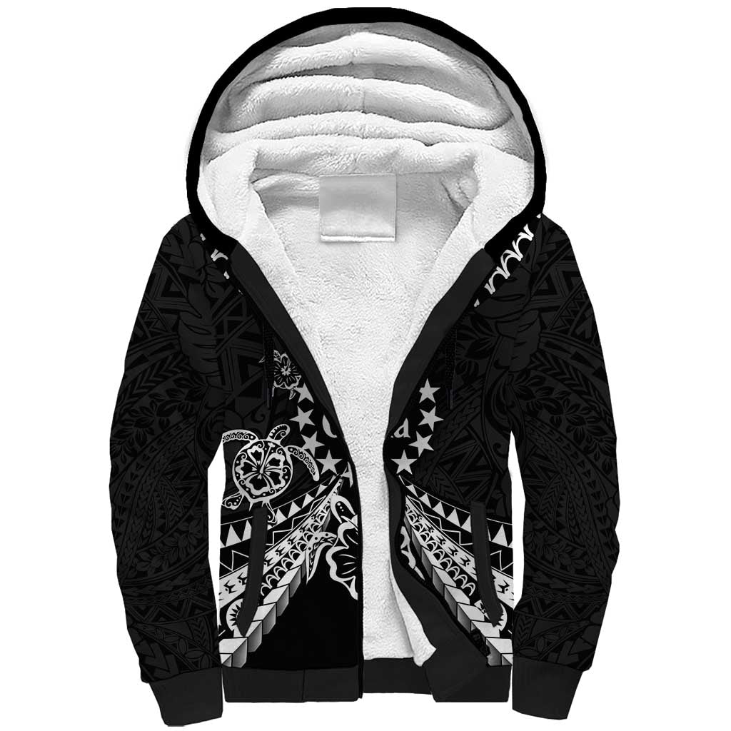 Kia Orana Cook Islands Sherpa Hoodie 2025 Pasifika Polynesian Turtle Black Color