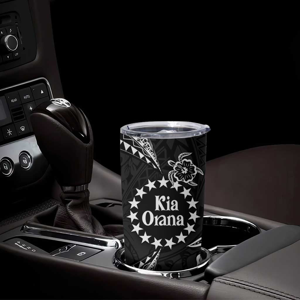 Kia Orana Cook Islands Tumbler Cup 2025 Pasifika Polynesian Turtle Black Color