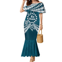 Kia Orana Cook Islands Family Matching Mermaid Dress and Hawaiian Shirt Polynesian Turtle Crowberry Blue Color LT14 Mom's Dress Crowberry Blue - Polynesian Pride