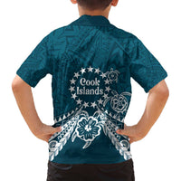 Kia Orana Cook Islands Family Matching Off The Shoulder Long Sleeve Dress and Hawaiian Shirt Polynesian Turtle Crowberry Blue Color LT14 - Polynesian Pride