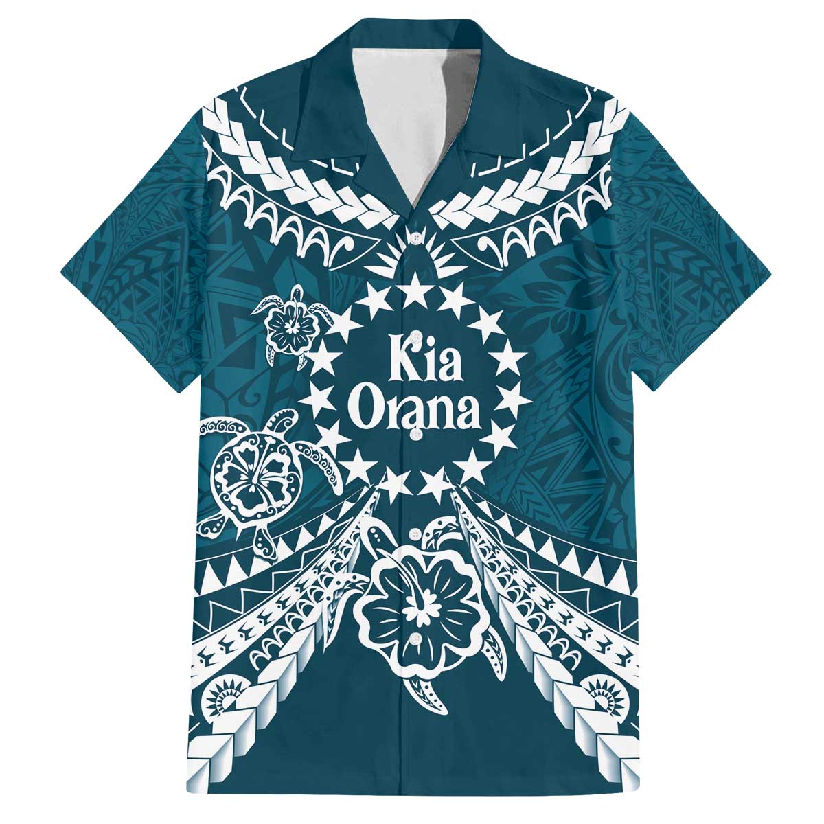 Kia Orana Cook Islands Family Matching Off The Shoulder Long Sleeve Dress and Hawaiian Shirt Polynesian Turtle Crowberry Blue Color LT14 Dad's Shirt - Short Sleeve Crowberry Blue - Polynesian Pride