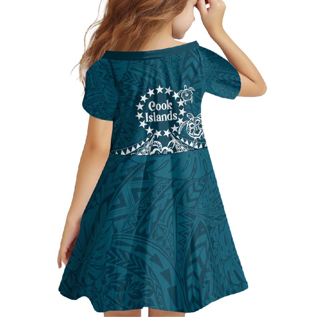 Kia Orana Cook Islands Family Matching Off Shoulder Maxi Dress and Hawaiian Shirt Polynesian Turtle Crowberry Blue Color LT14 - Polynesian Pride