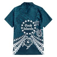 Kia Orana Cook Islands Family Matching Off Shoulder Short Dress and Hawaiian Shirt Polynesian Turtle Crowberry Blue Color LT14 - Polynesian Pride