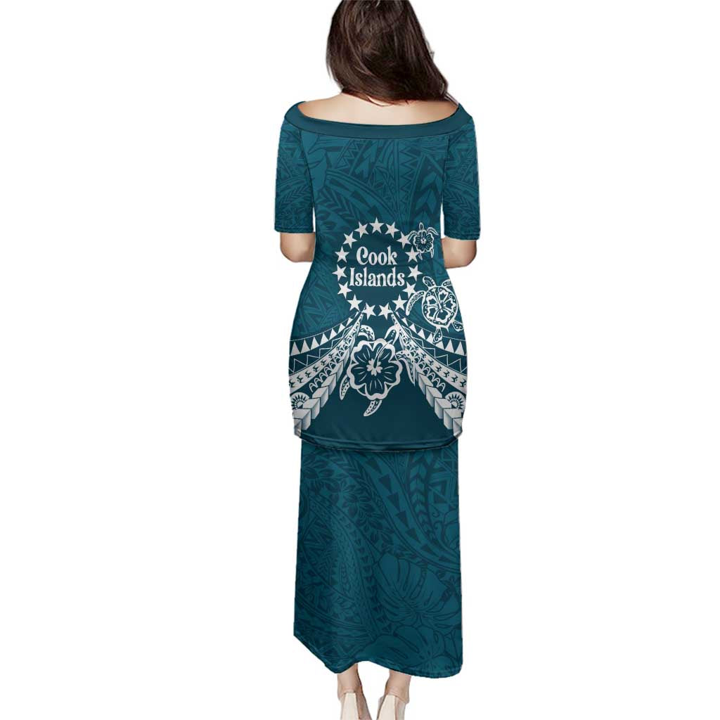 Kia Orana Cook Islands Family Matching Puletasi and Hawaiian Shirt Polynesian Turtle Crowberry Blue Color LT14 - Polynesian Pride