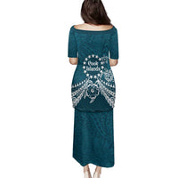 Kia Orana Cook Islands Family Matching Puletasi and Hawaiian Shirt Polynesian Turtle Crowberry Blue Color LT14 - Polynesian Pride