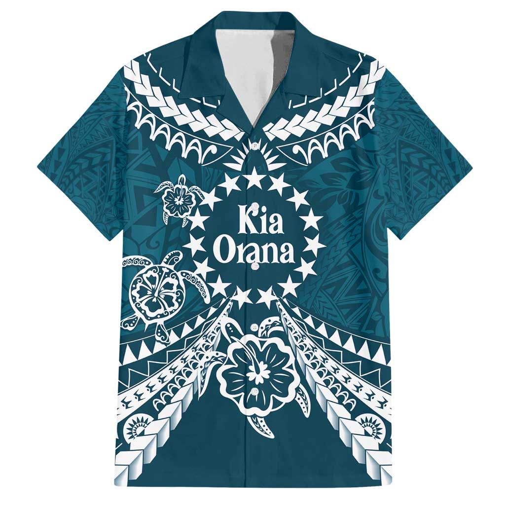 Kia Orana Cook Islands Family Matching Summer Maxi Dress and Hawaiian Shirt Polynesian Turtle Crowberry Blue Color LT14 Dad's Shirt - Short Sleeve Crowberry Blue - Polynesian Pride