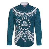 Kia Orana Cook Islands Family Matching Summer Maxi Dress and Hawaiian Shirt Polynesian Turtle Crowberry Blue Color LT14 Dad's Shirt - Long Sleeve Crowberry Blue - Polynesian Pride