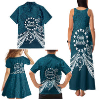 Kia Orana Cook Islands Family Matching Tank Maxi Dress and Hawaiian Shirt Polynesian Turtle Crowberry Blue Color LT14 - Polynesian Pride