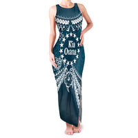 Kia Orana Cook Islands Family Matching Tank Maxi Dress and Hawaiian Shirt Polynesian Turtle Crowberry Blue Color LT14 Mom's Dress Crowberry Blue - Polynesian Pride